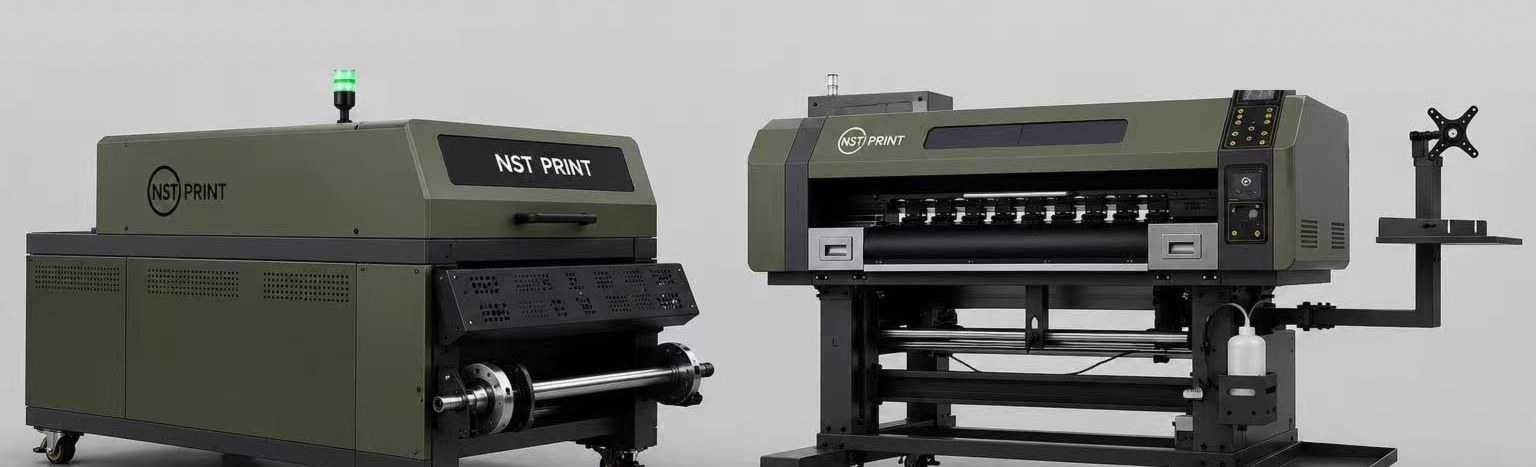 Impressora DTF e forno de cura NST Print em verde-oliva, linha German Design